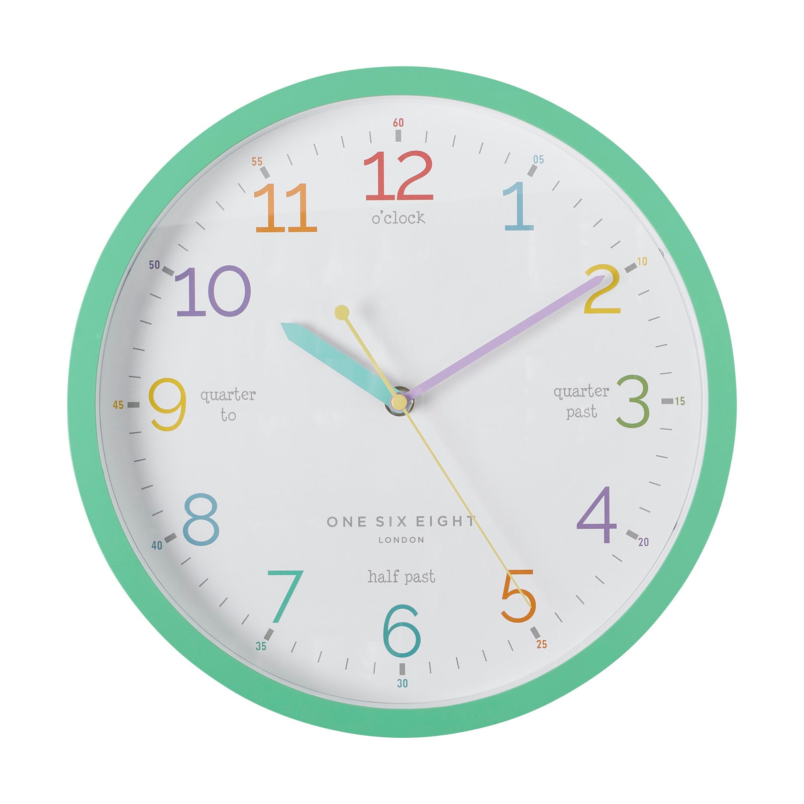LEARN THE TIME Mint 30cm Silent Wall Clock