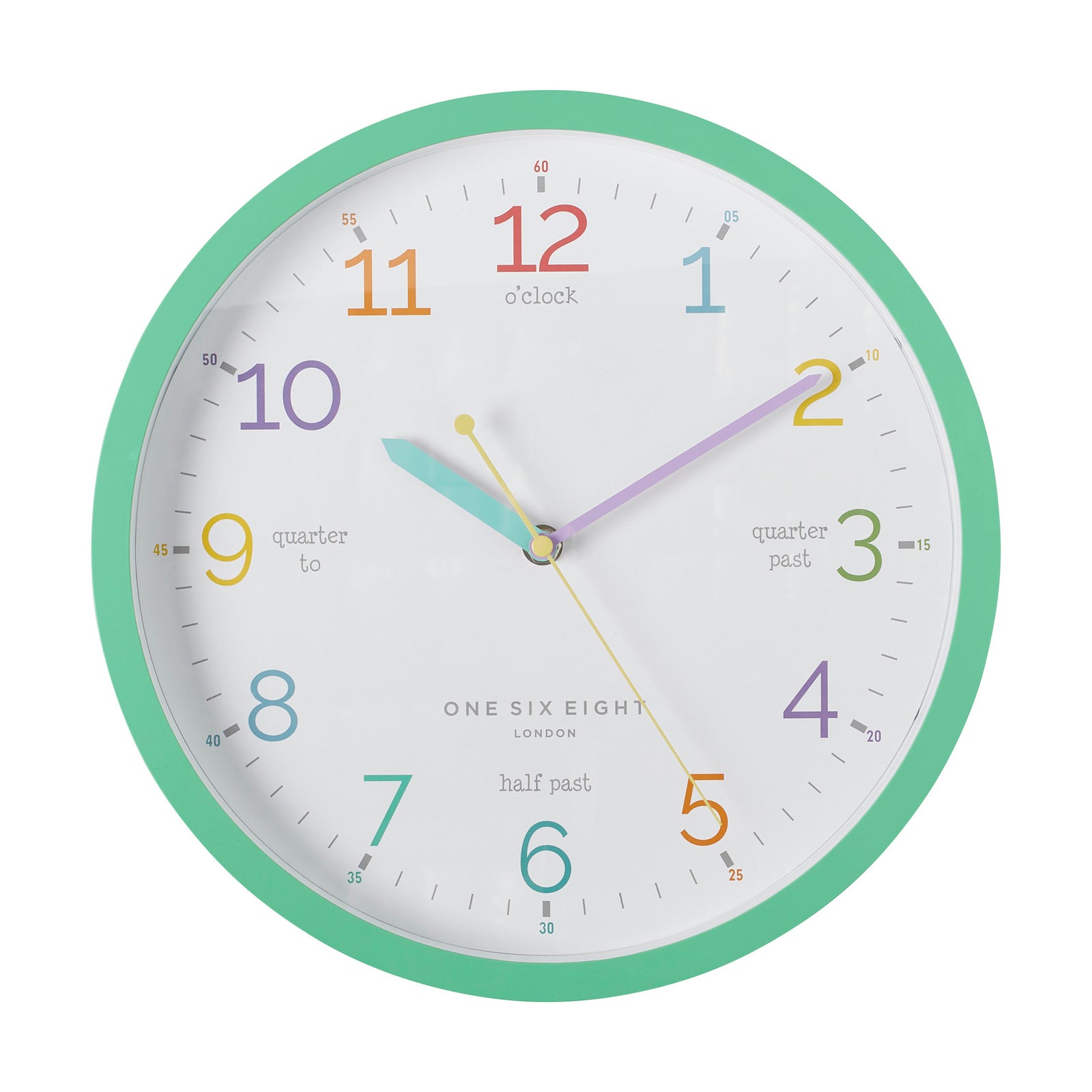 LEARN THE TIME Mint 30cm Silent Wall Clock