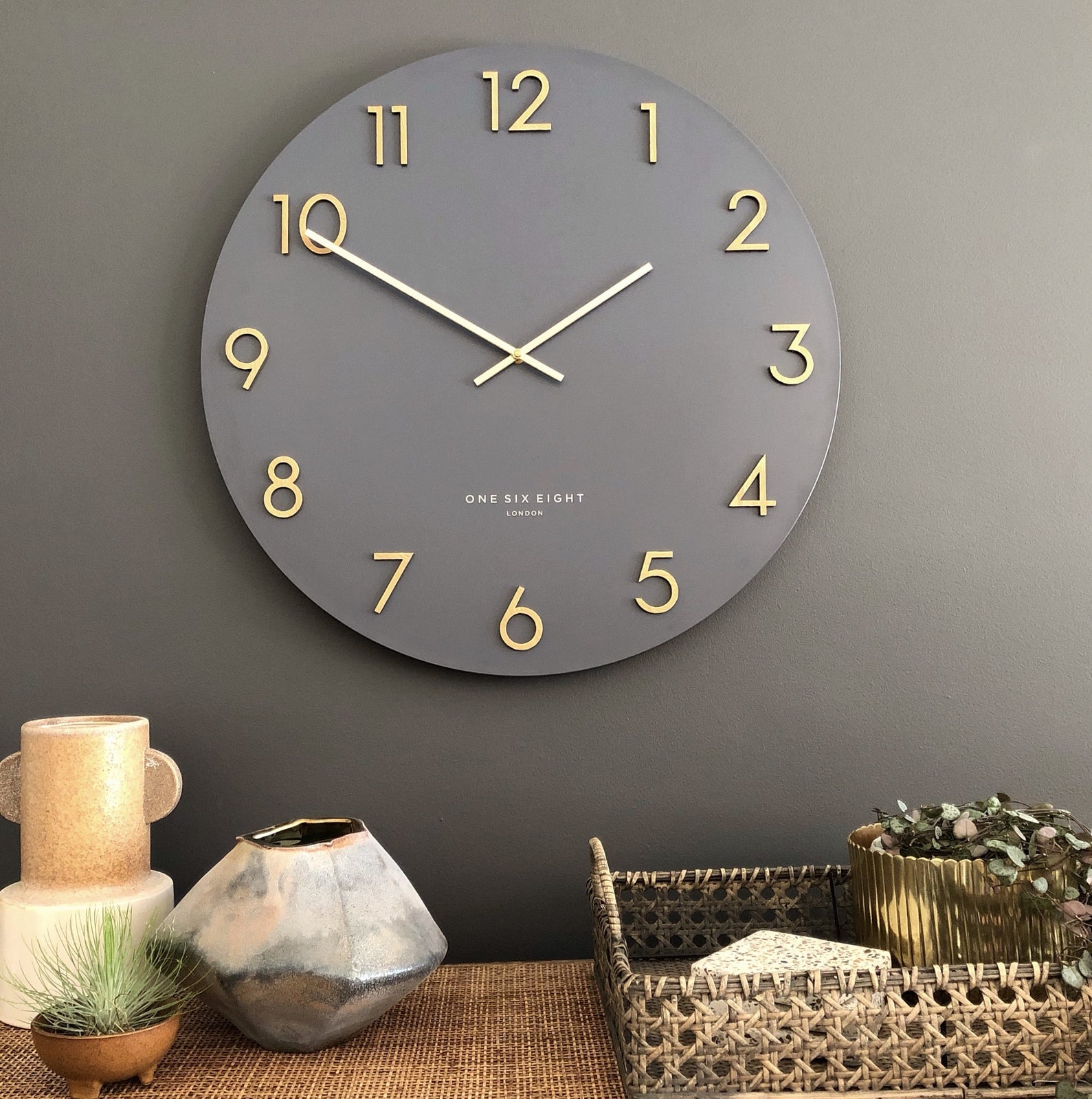 KATELYN Charcoal Grey 40cm Metal Wall Clock