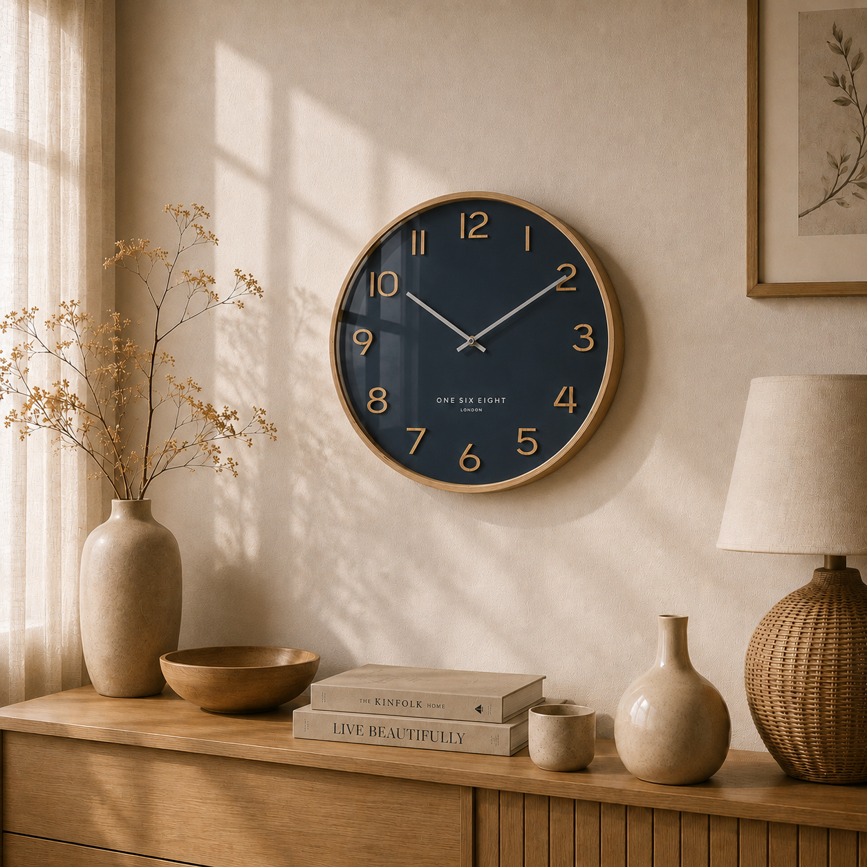 WALLACE petrol Blue 30cm Silent Wall Clock | One Six Eight London