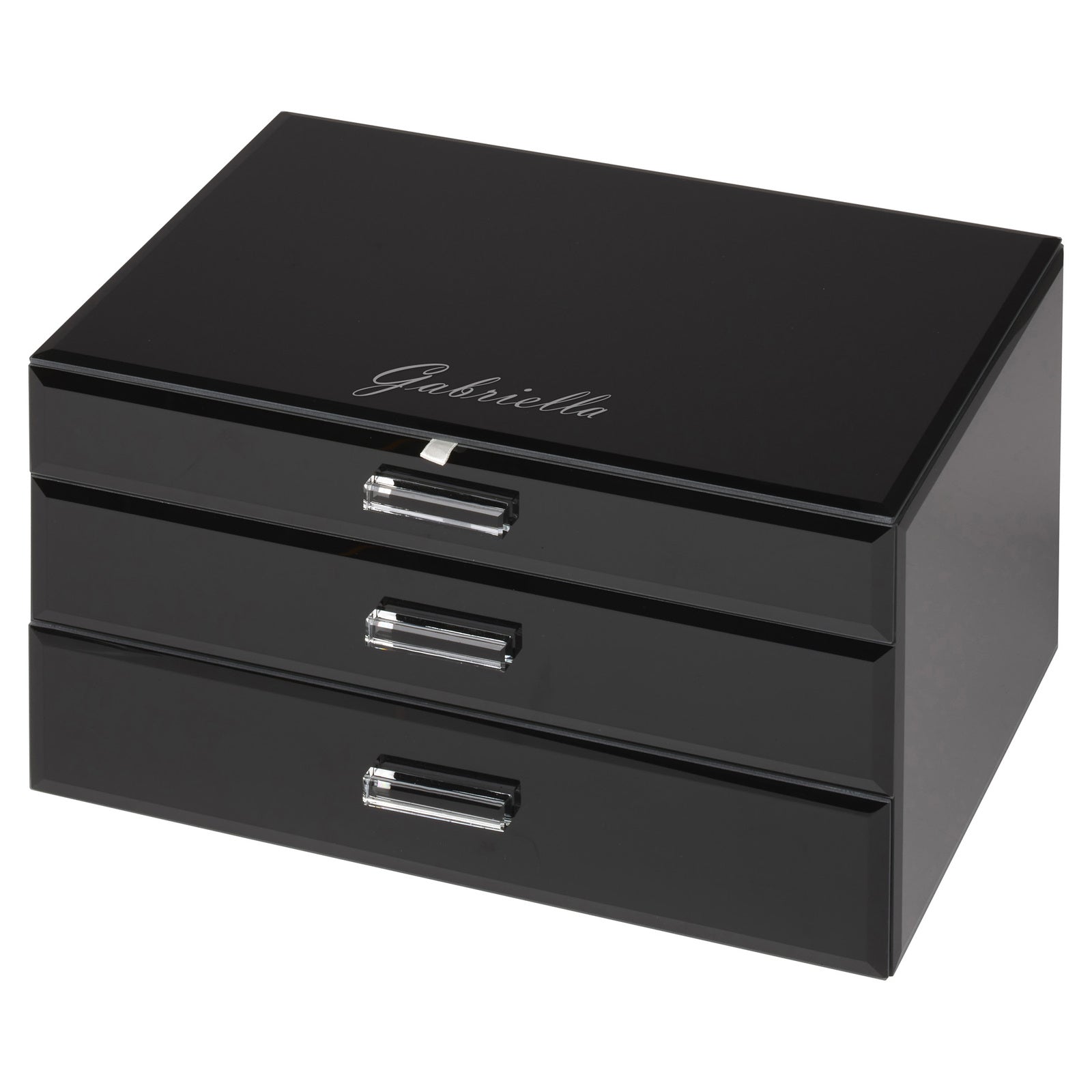 GABRIELLA Black XL Jewellery Box – close-up detail view | One Six Eight London