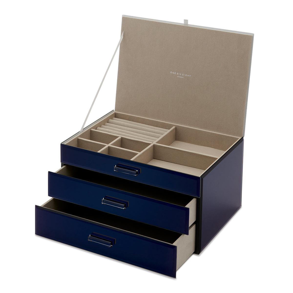 GABRIELLA Mirrored Navy XL Jewellery Box