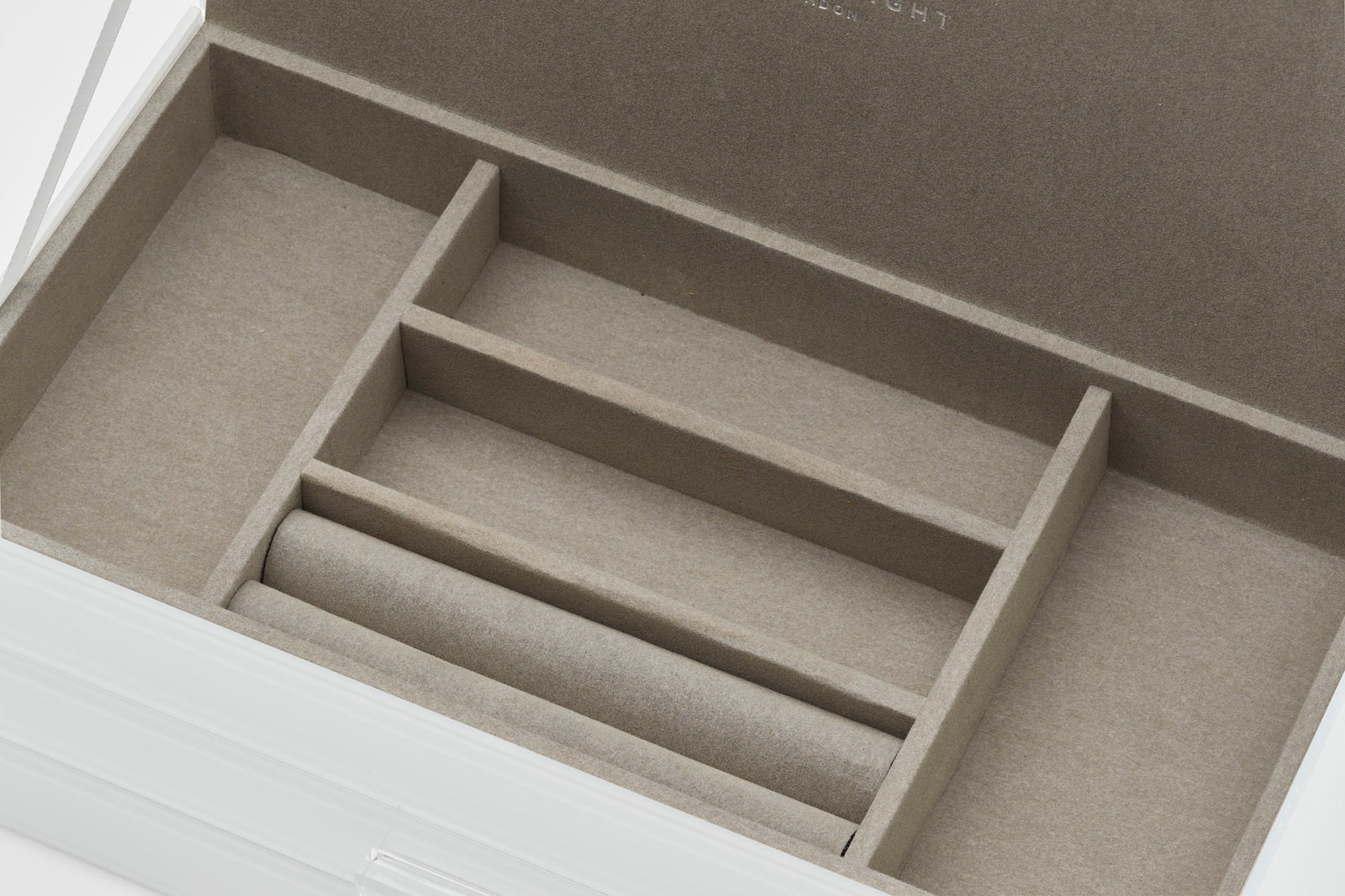 GABRIELLA Cloud Grey Large Jewellery Box – alternate angle view | One Six Eight London