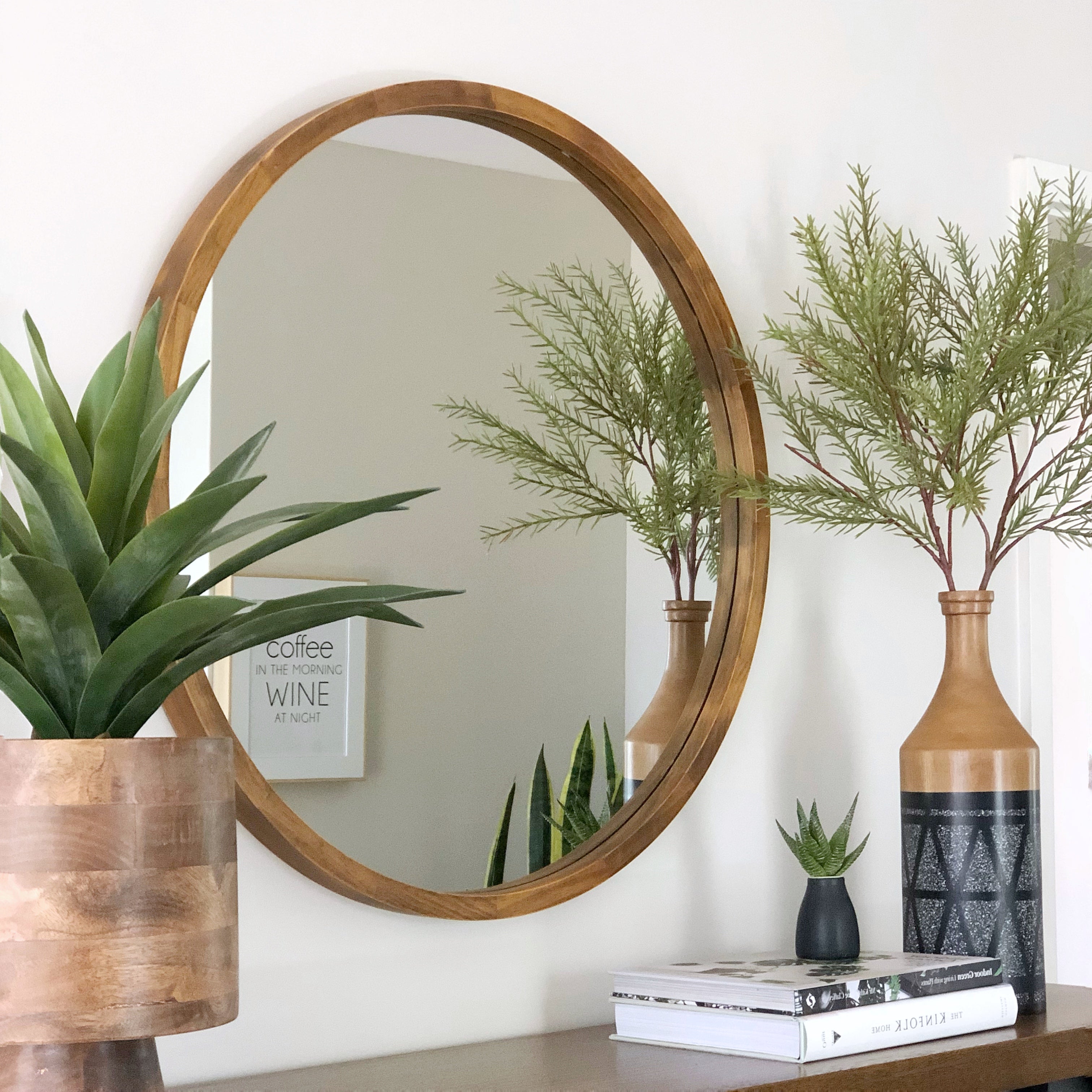 TINA 80cm Dark Solid Wood Mirror