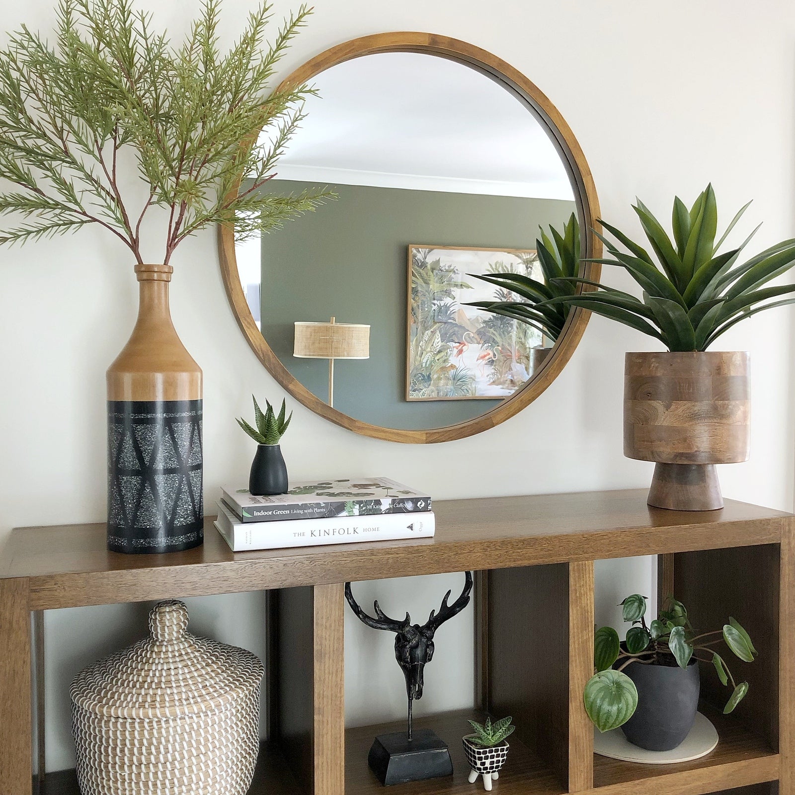 TINA 60cm Dark Wood Solid Wood Mirror