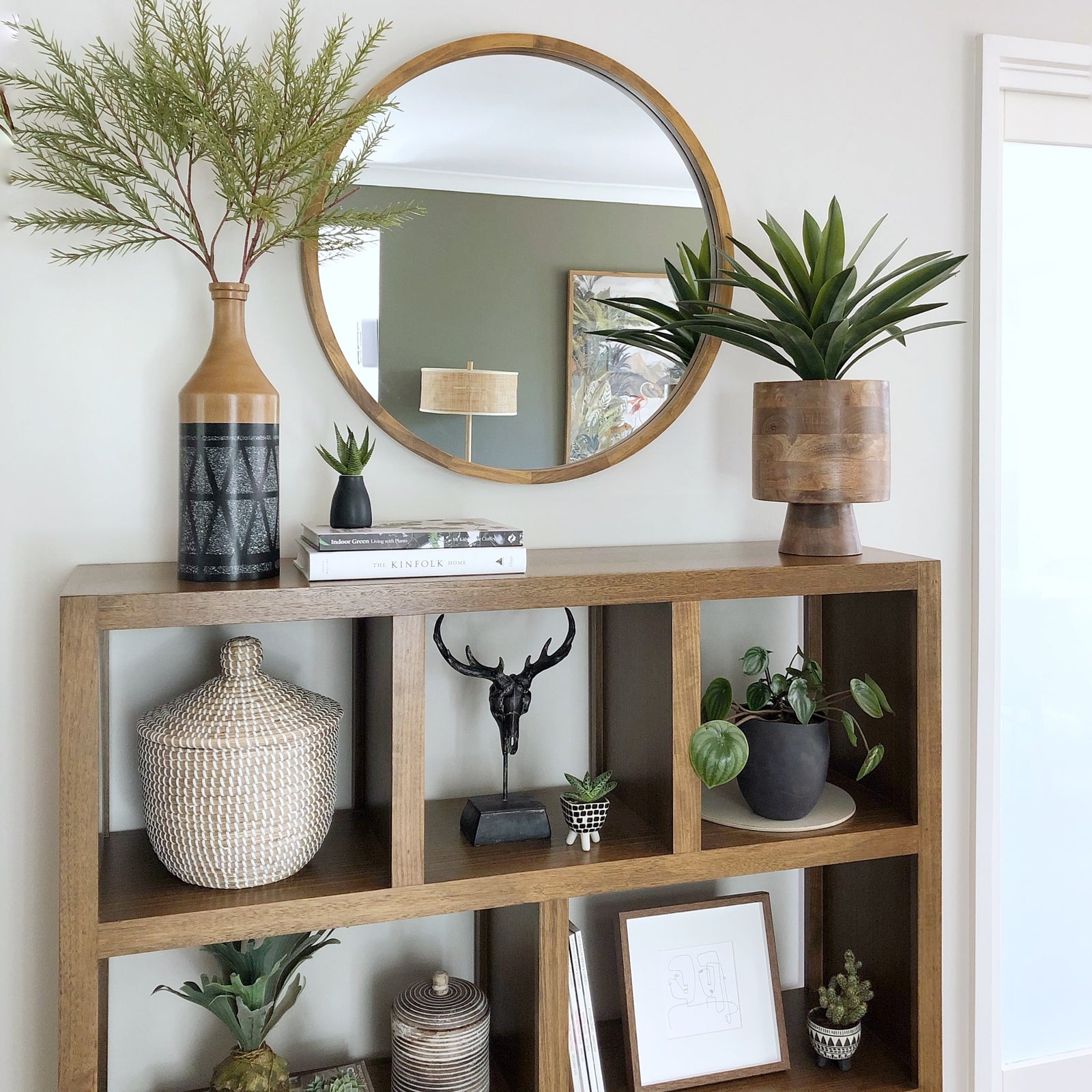 TINA 60cm Dark Wood Solid Wood Mirror