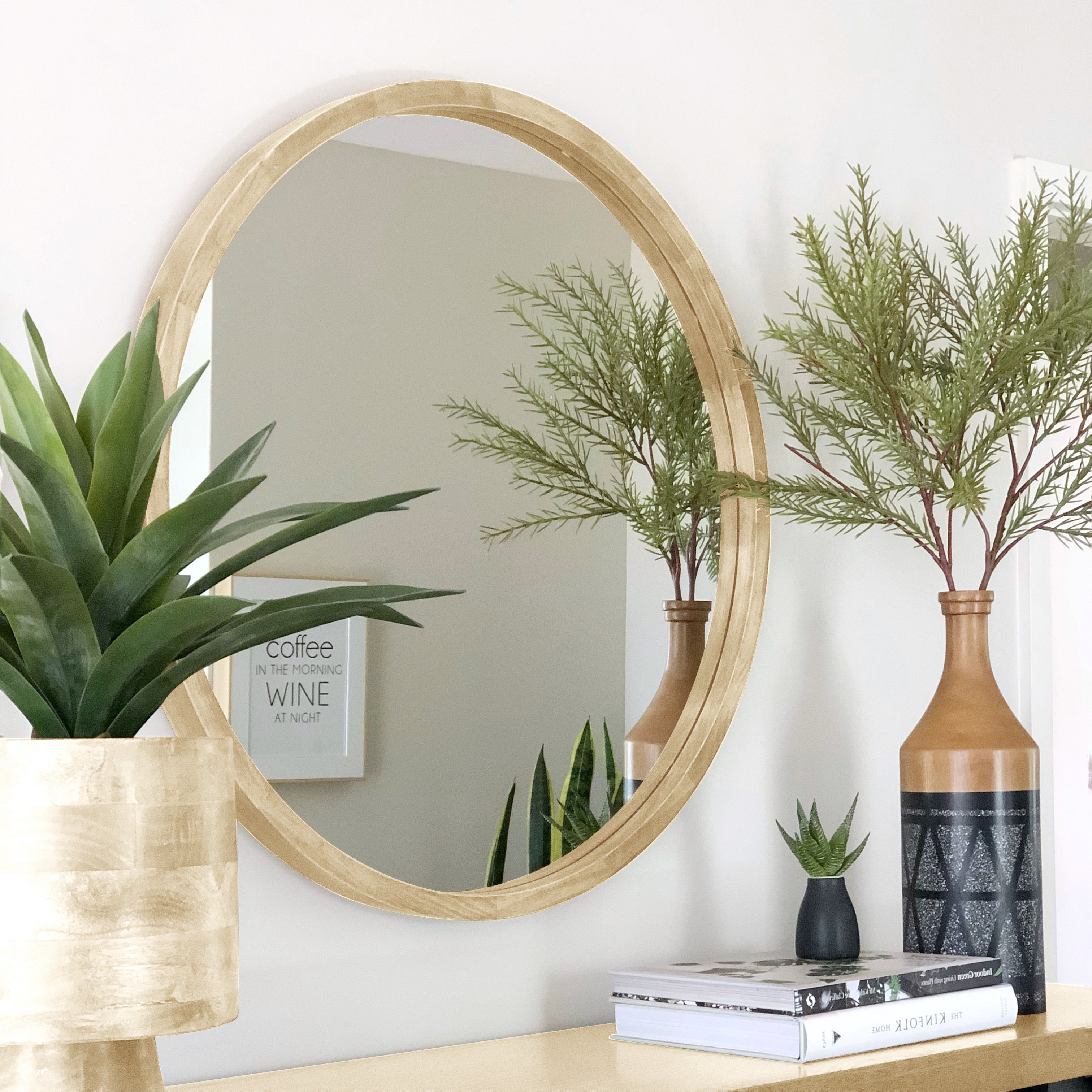 TINA 60cm Light Solid Wood Mirror