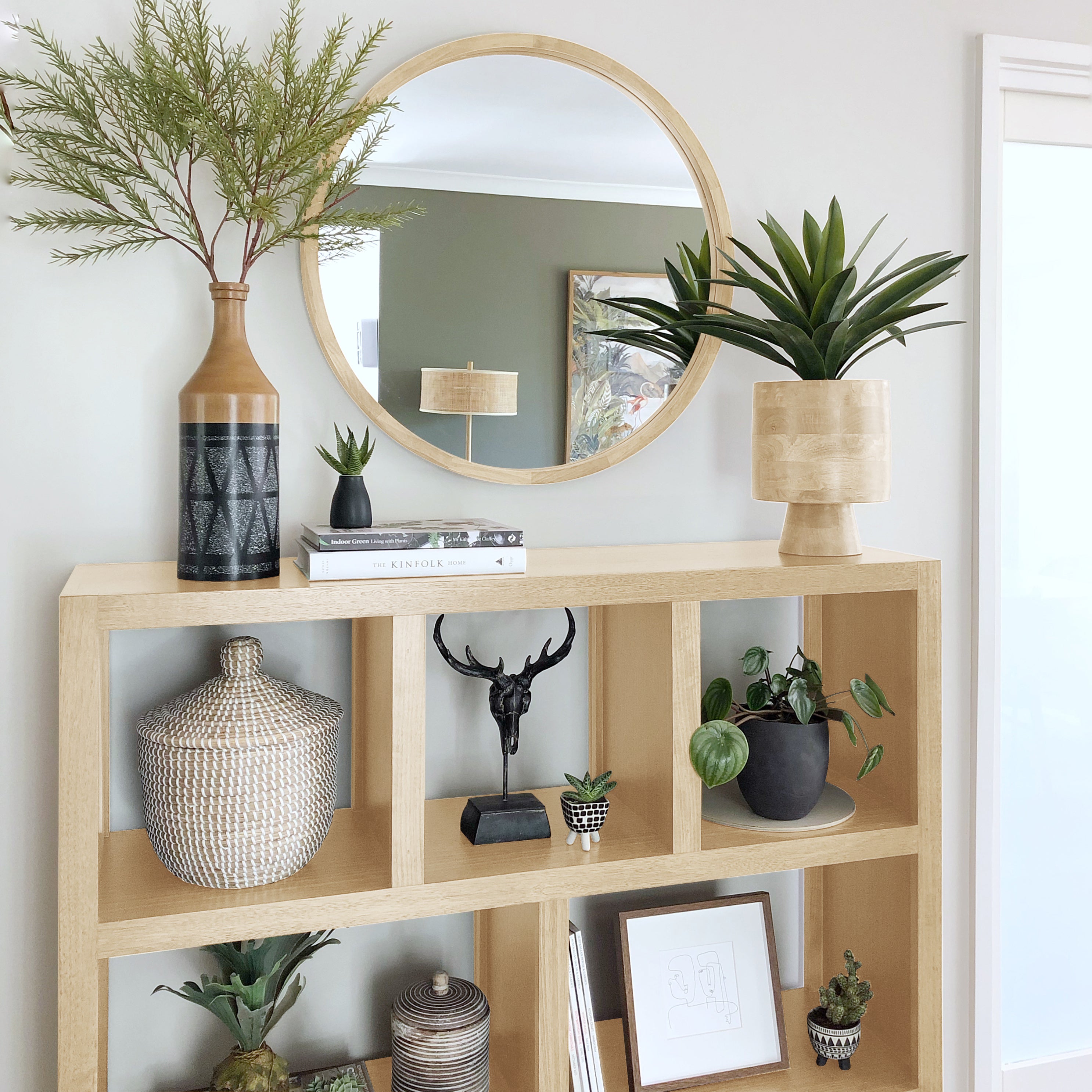 TINA 60cm Light Solid Wood Mirror