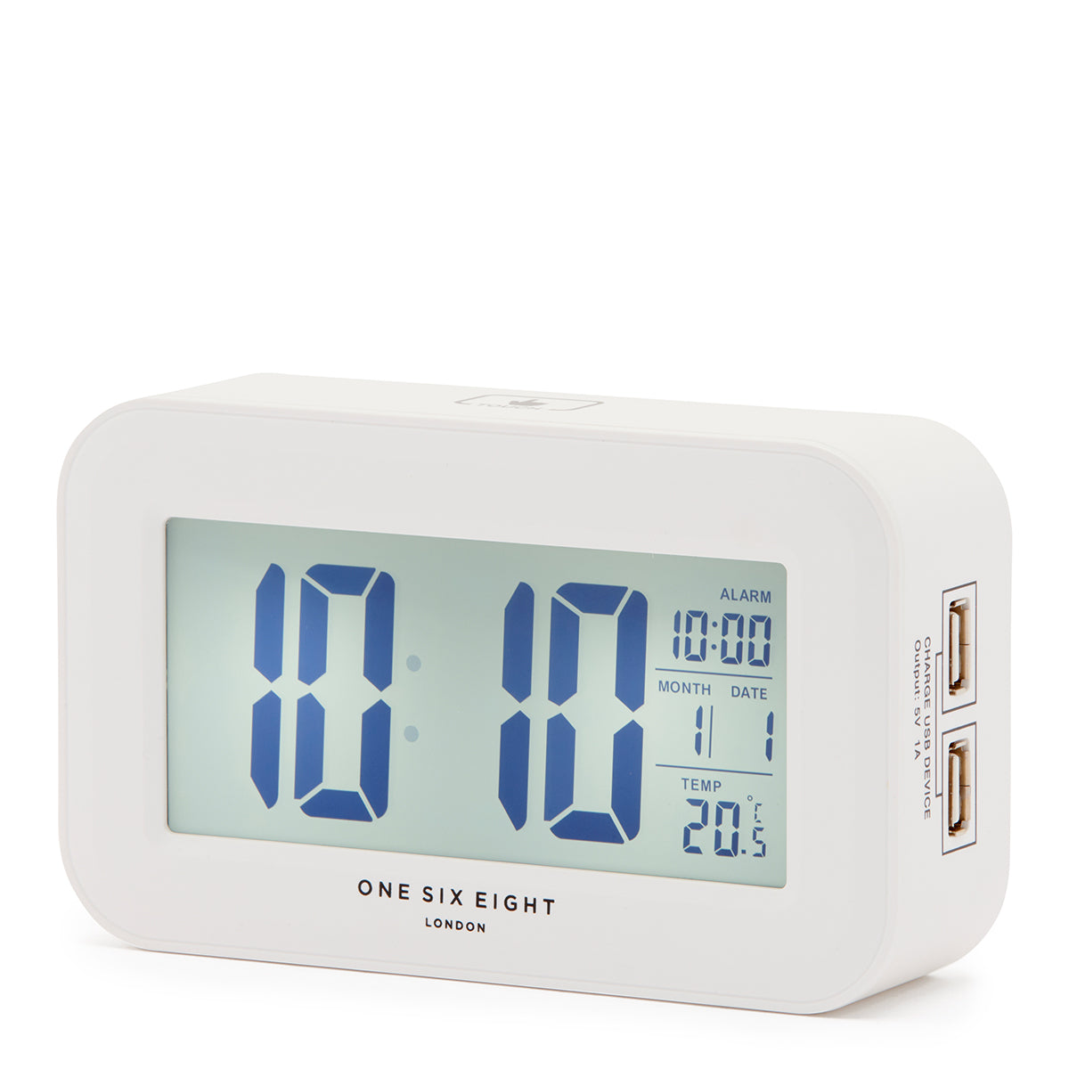 RIELLY White Digital Rectangle Alarm Clock