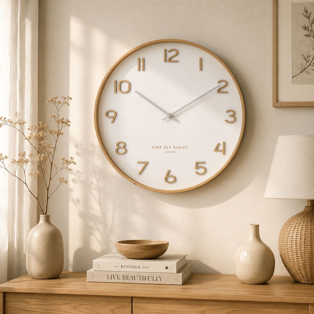 WALLACE White 53cm Silent Wall Clock | One Six Eight London