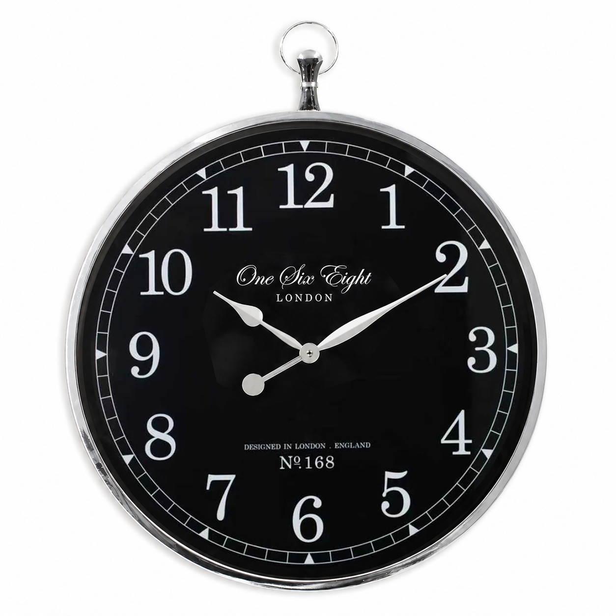 ELIZABETH Black 70cm Wall Clock – designer wall clock for stylish home and office decor | One Six Eight London