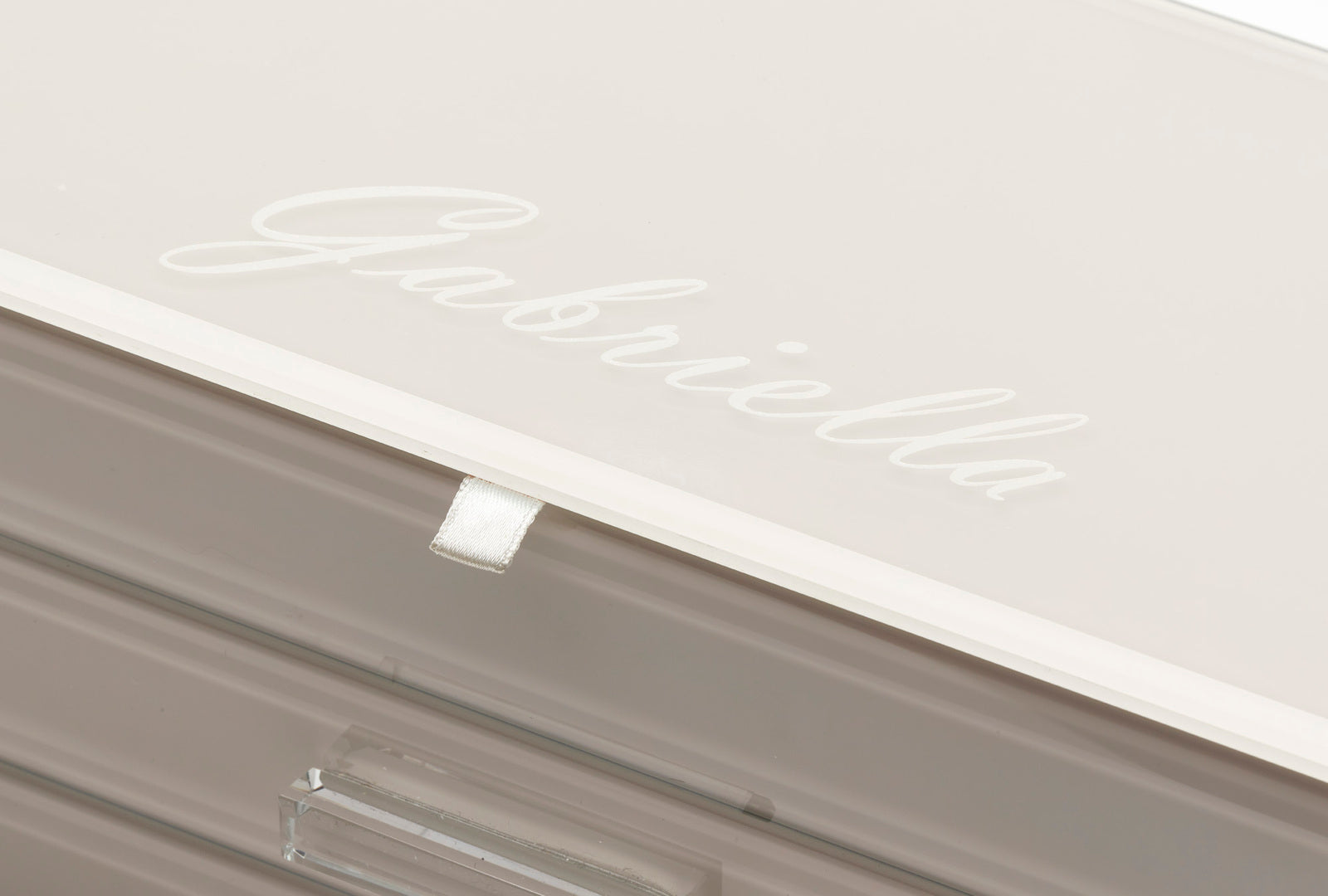GABRIELLA Cloud Grey XL Jewellery Box – styled in a contemporary room setting | One Six Eight London