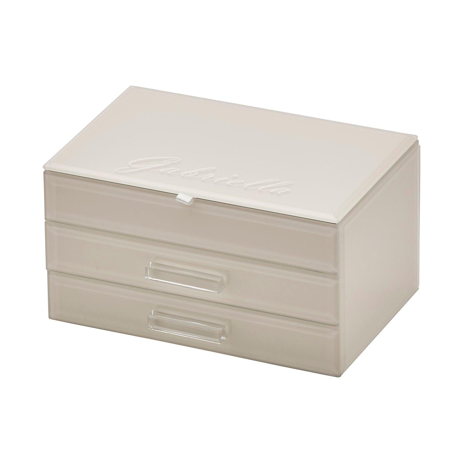 GABRIELLA Cloud Grey Medium Jewellery Box – styled in a contemporary room setting | One Six Eight London