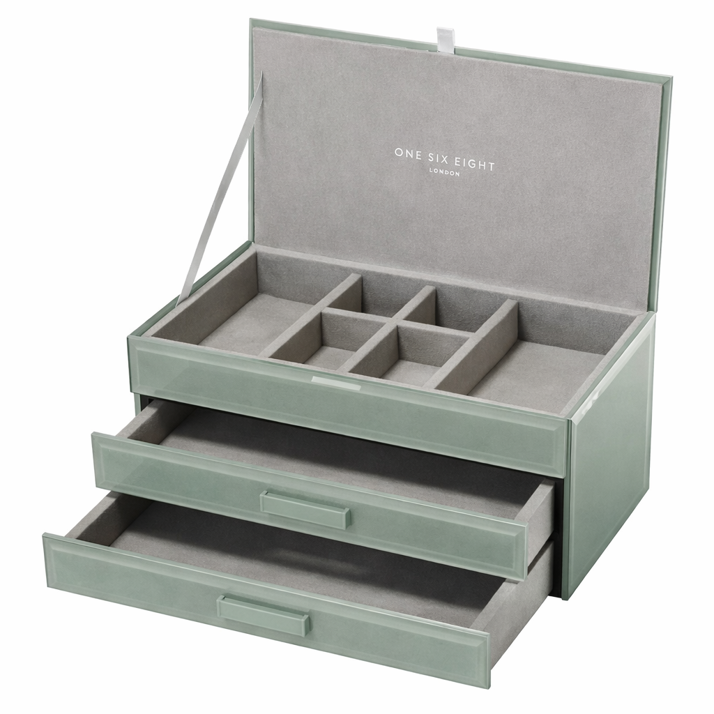 GABRIELLA Olive Green Medium Jewellery Box